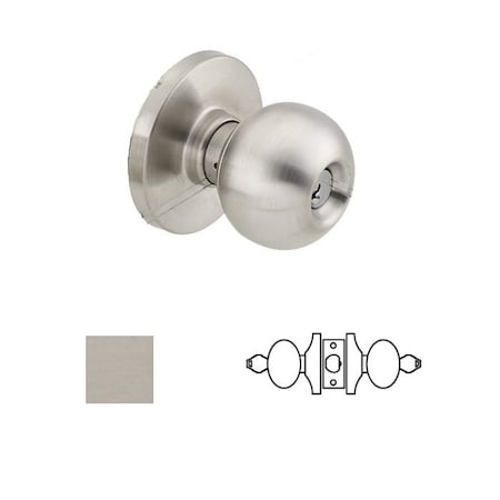 Cal-Royal Design Store Door Knob Lock, 2-3/4 Backset, ASA Strike, Schlage C Keyway, US32D Satin Stainless GRB02-32D